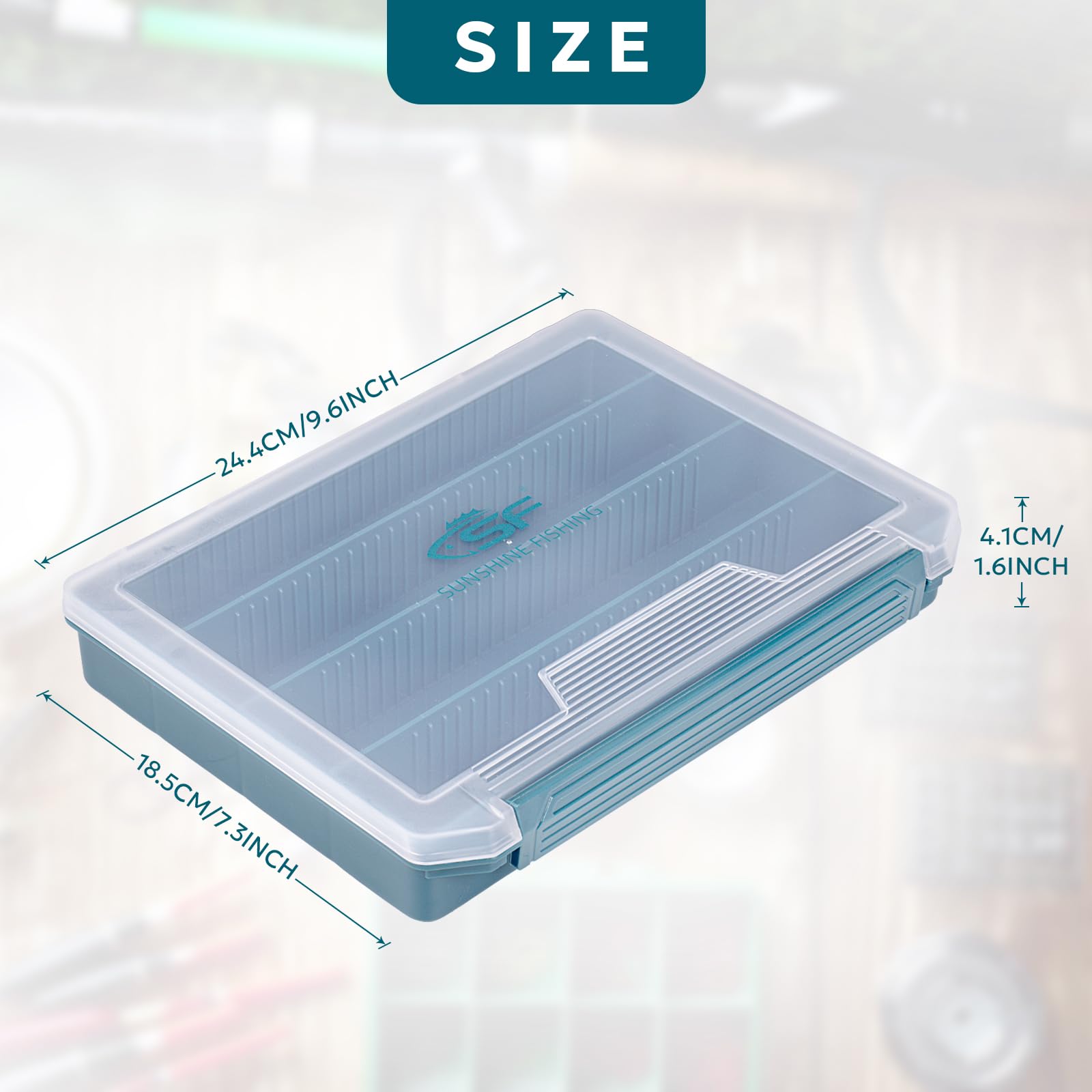 SF 3600 Tackle Box - 1 Pack Plastic Fishing Tackle Storage Organizer with Removable Dividers for Hooks, Spinners, Spoons & Terminal Tackle | Portable Waterproof Jig Head Box for Bass Fishing, Boat Trips & Outdoor Adventures