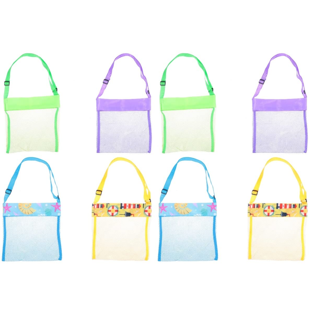**2-Pack Mesh Beach Bags for Kids - Shell-Themed Sand Toys & Bath Toys for Outdoor & Indoor Play**