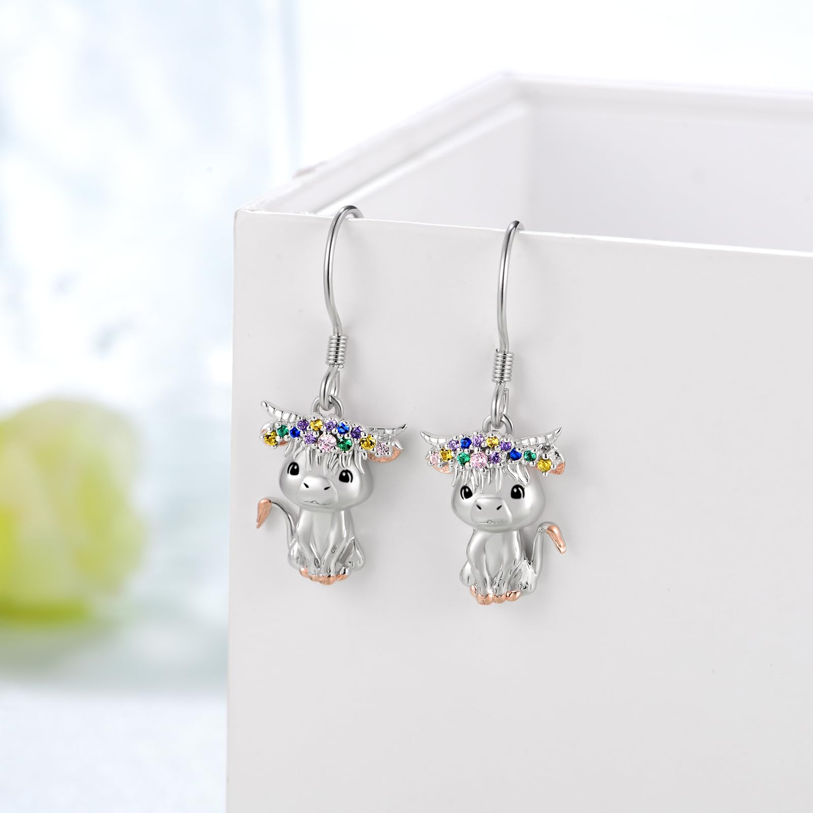 925 Sterling Silver Highland Cow Dangle Earrings for Women - Cute Animal Jewelry Gift for Teens, Birthday, Christmas - Perfect for Casual Wear, Parties & Gifts