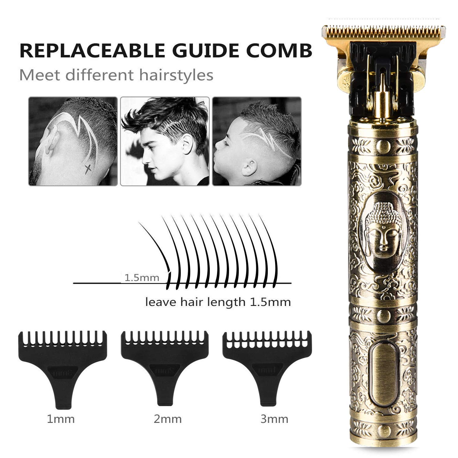 DEYOT Professional Hair Clippers for Men - Electric Hair Trimmer Kit with T-Blade, USB Rechargeable, Waterproof Design & Guide Combs - Perfect for Home Haircuts, Beard Grooming and DIY Styling