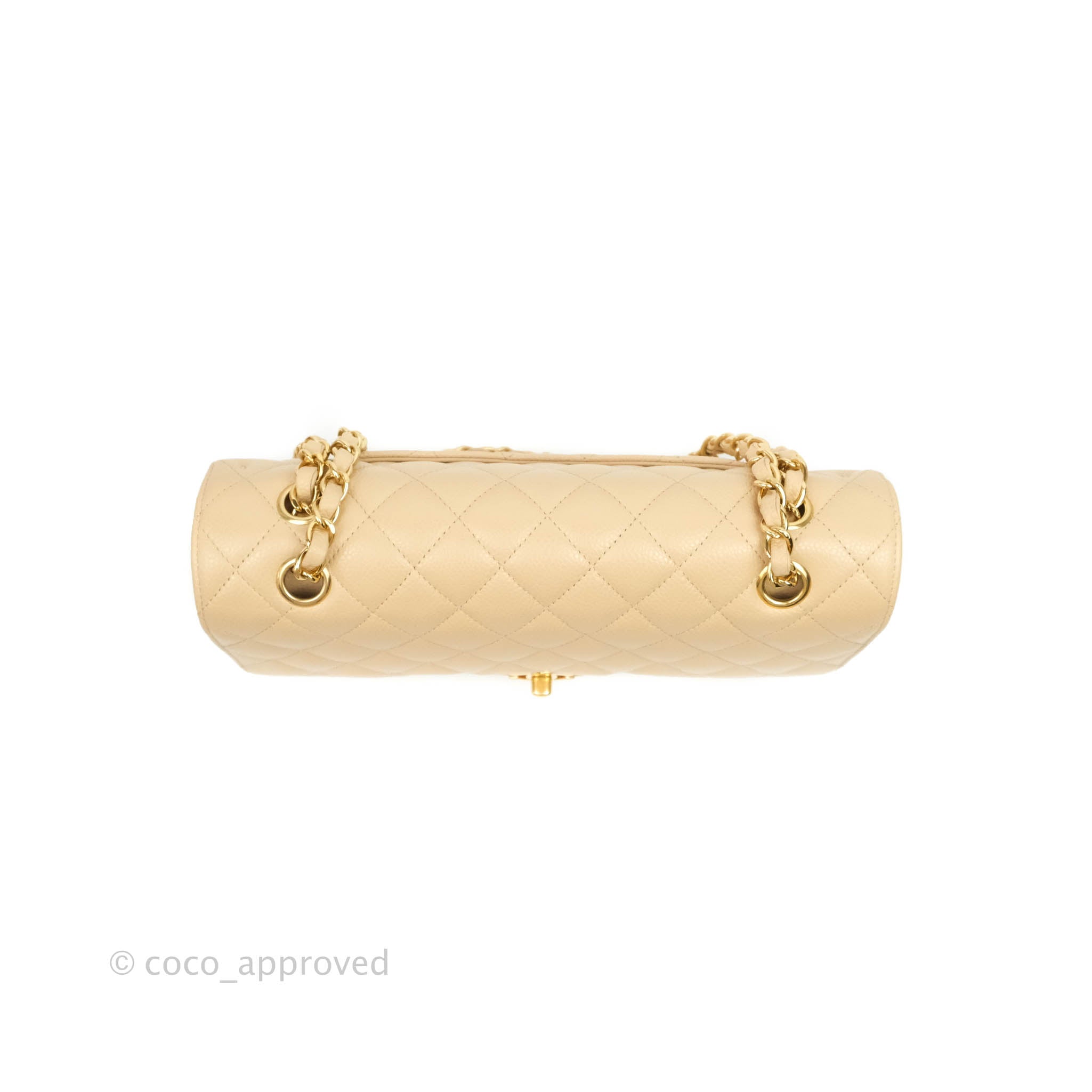 Chanel Classic Medium Double Flap Bag in Beige Caviar Leather with Gold Hardware - Luxury Designer Handbag for Women, Perfect for Work, Evening Events & Special Occasions