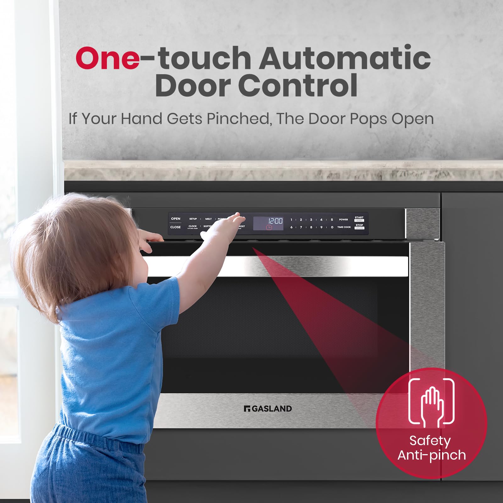 **GASLAND 1.2 cu. ft. Built-In Microwave Drawer - 24 Inch, 1000W Under Counter Microwave with 11 Cooking Levels & Touch Controls - Stainless Steel - Perfect for Kitchens, RVs, and Small Spaces**