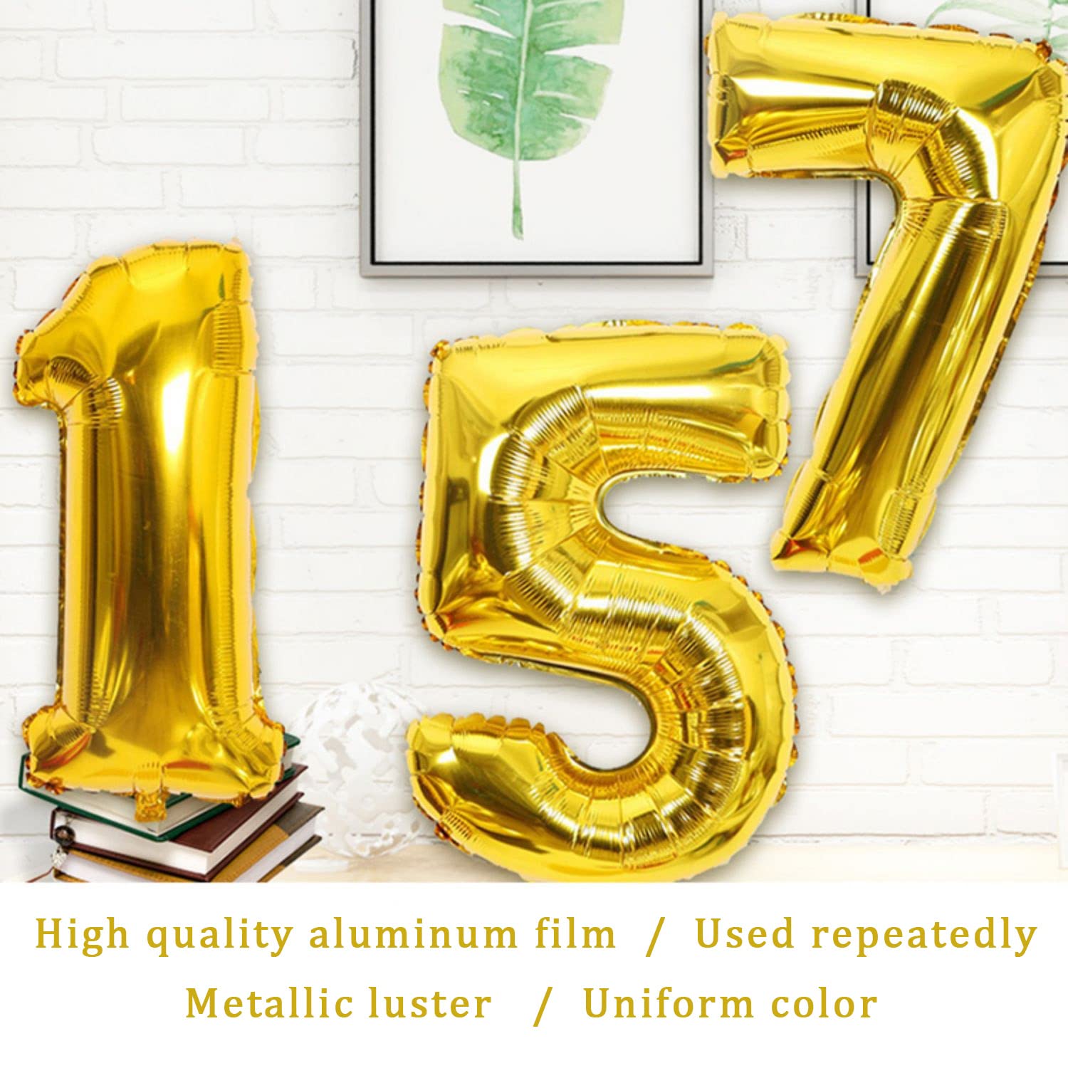 Kyweel 40 Inch Gold Digital Helium Foil Balloons - Elegant Party Decorations for Birthday, Wedding, Mitzvah, Anniversary & Photo Shoot - Perfect for Indoor & Outdoor Celebrations, Baby Showers & Graduation Parties