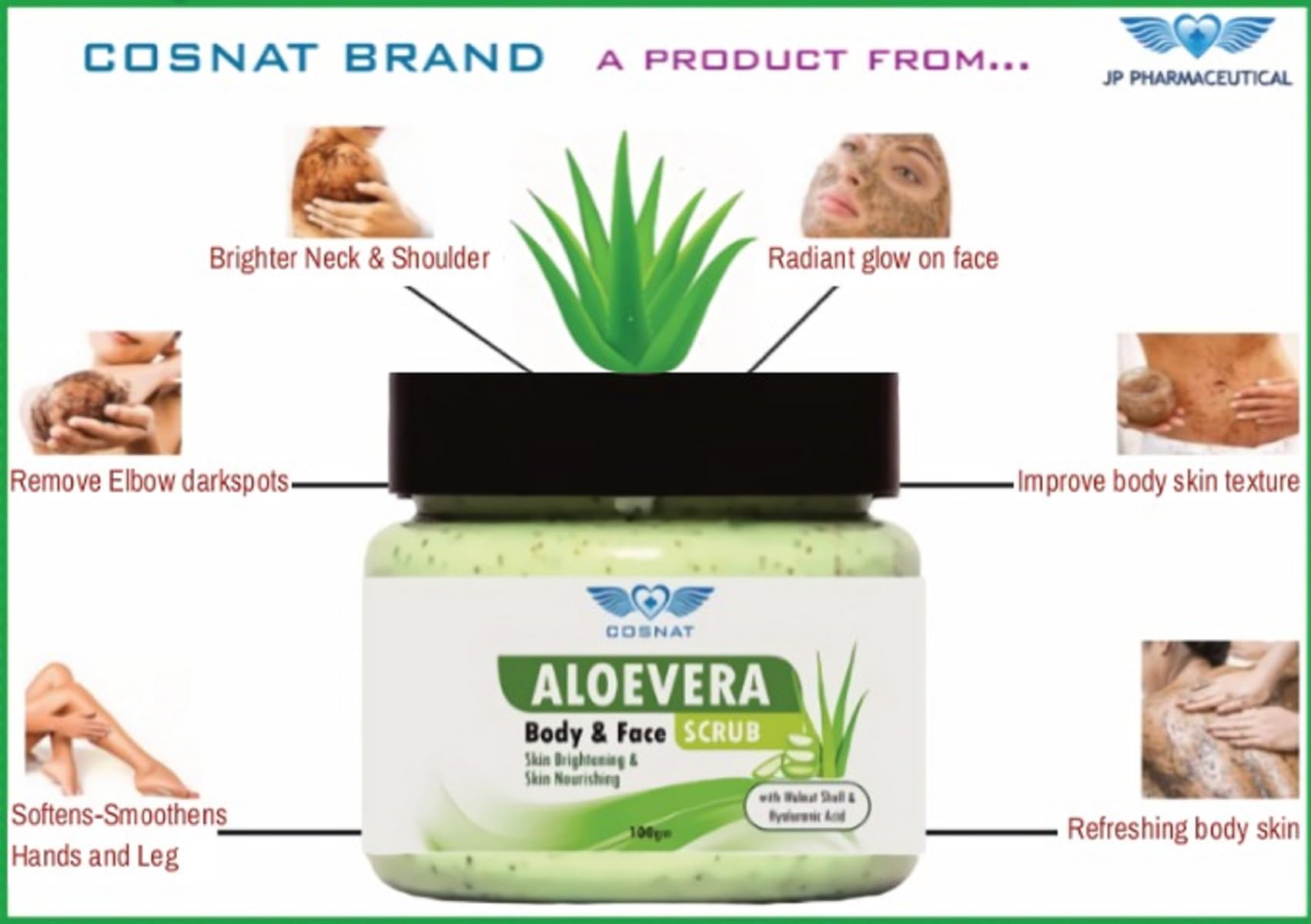 Organic Aloe Vera Body & Face Scrub - 100% Natural Exfoliating Formula for Deep Cleansing, Revitalizing & Gentle Skin Care, 100g - Perfect for Daily Use, Spa Days & Sensitive Skin