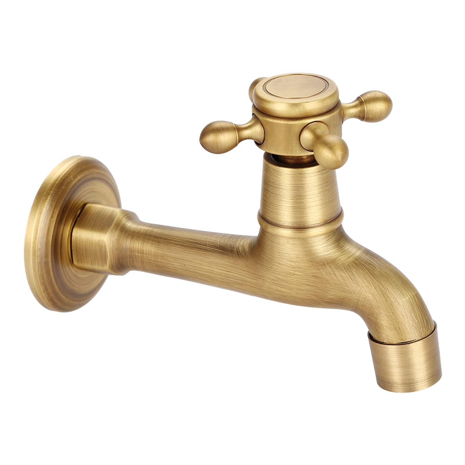 Vintage Wall-Mounted Brass Faucet - Single Handle Cold Water Tap with Easy Installation for Kitchen, Bathroom Sink & Utility Areas | Perfect for Farmhouse, RV & Outdoor Use