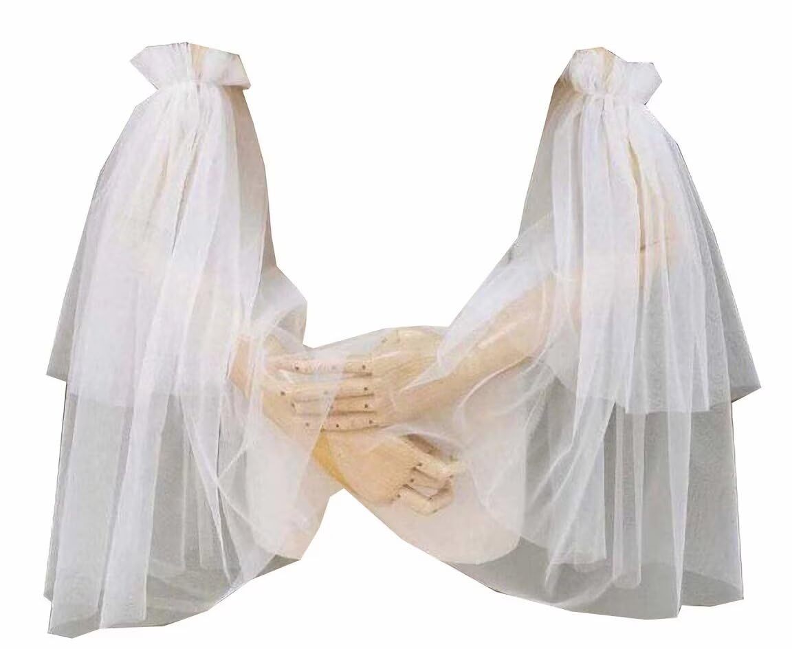YMFFW Detachable Puff Sleeves for Wedding Dresses - Elegant Removable Bridal Sleeves Accessory for Bride, Bridesmaid & Formal Occasions - Perfect Wedding Gift & Fashion Add-On for Church Ceremony, Photoshoot & Reception
