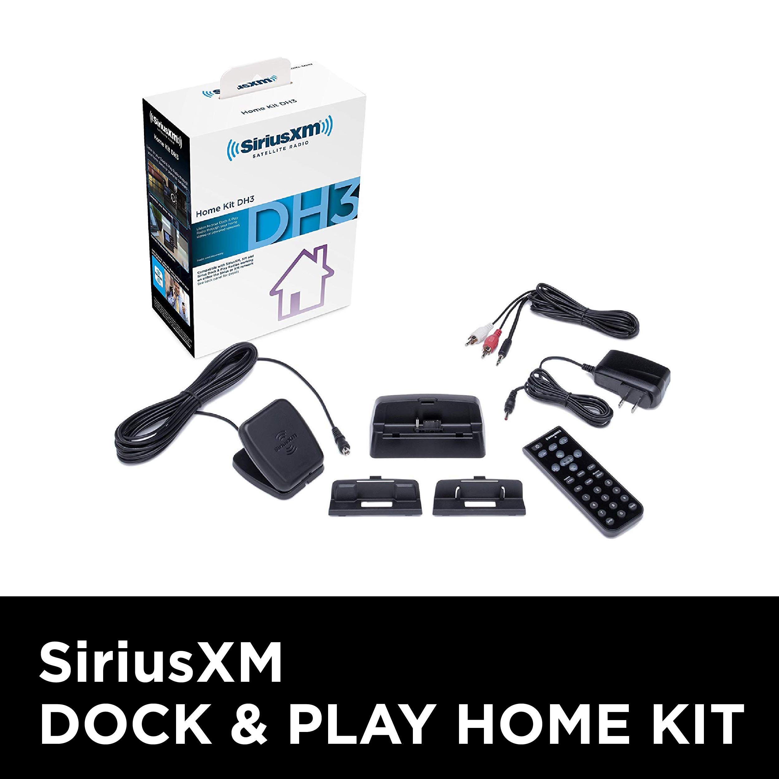 SiriusXM SXDH3 Satellite Radio Home Dock Kit with Antenna & Charging Cable - Black | Home & Car Audio Streaming for Music & Talk Shows