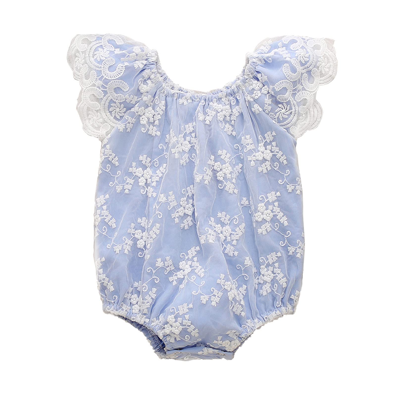 Digood Newborn Infant Baby Girls Sleeveless Gauze Lace Bodysuit Romper - Soft Cotton Summer Outfit for 0-24 Months - Perfect for Photoshoots, Parties & Playtime