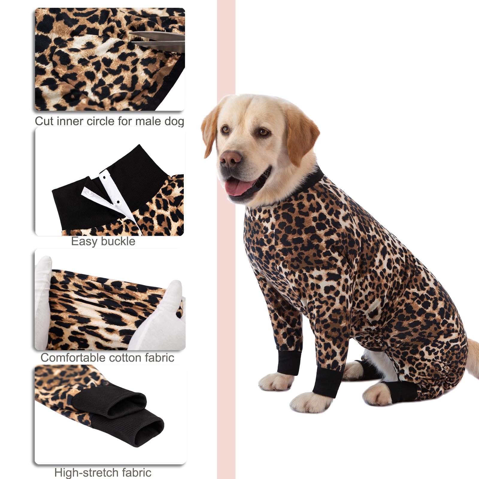 Post-Surgery Recovery Suit for Large & Medium Dogs - Soft, Breathable Anti-Licking Dog Onesie | E-Collar & Cone Alternative | Pet Bodysuit for Wound Protection & Hair Loss Prevention (5XL, Leopard Print) - Ideal for Post-Op Care, Spay/Neuter Recovery & Hot Spot Protection