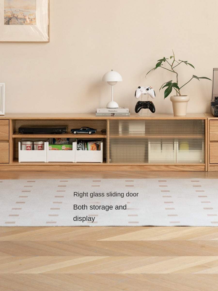 Solid Oak Wood TV Stand with Storage - Modern Entertainment Center for Living Room, Bedroom & Home Theater