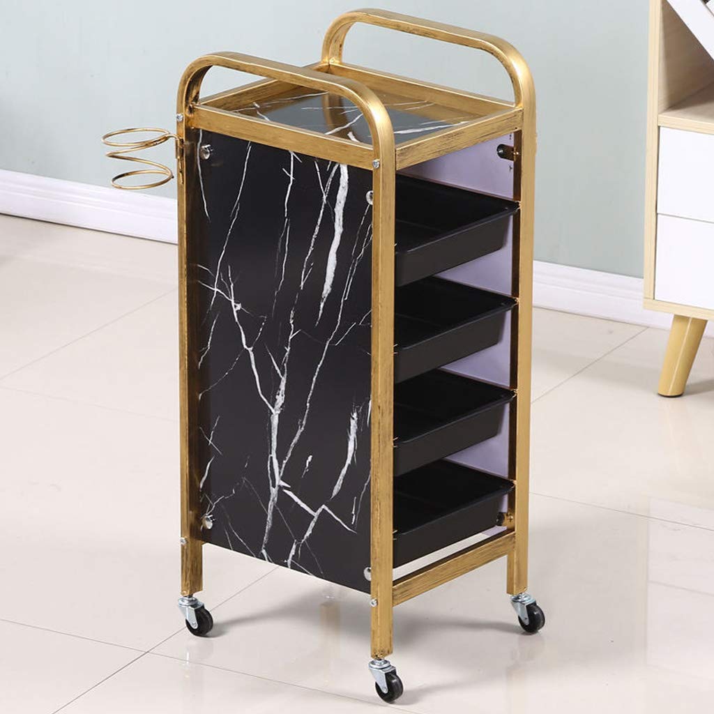 Professional 5-Tier Salon Storage Trolley with 4 Drawers - Black | Organize Hair Dryers, Towels, Clippers & Styling Tools | Perfect for Salon, Spa & Home Hairdressing Stations