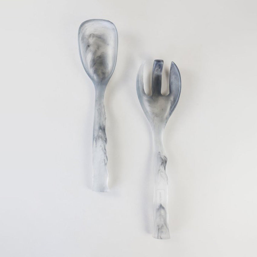 CDMX Design | Monica Calderon Studio Handcrafted Ripple Salad Servers Set - Stainless Steel Utensils for Serving, Entertaining & Dinner Parties - Perfect for Salads, Pasta & Appetizers