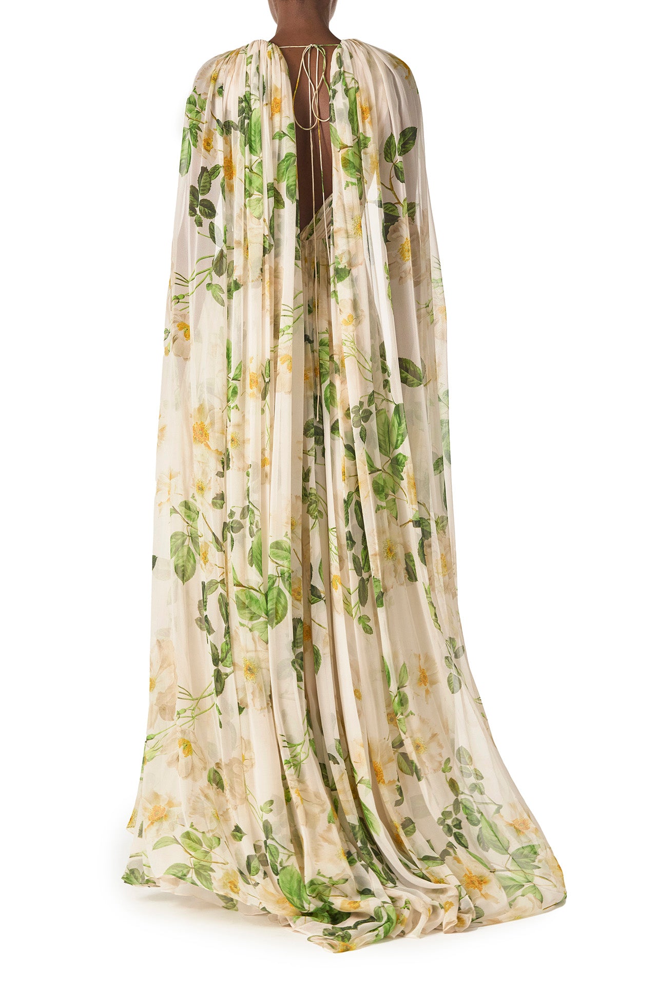 Elegant Floral Chiffon Deep V-Neck Evening Gown for Women - Perfect for Prom, Wedding Guest & Formal Occasions