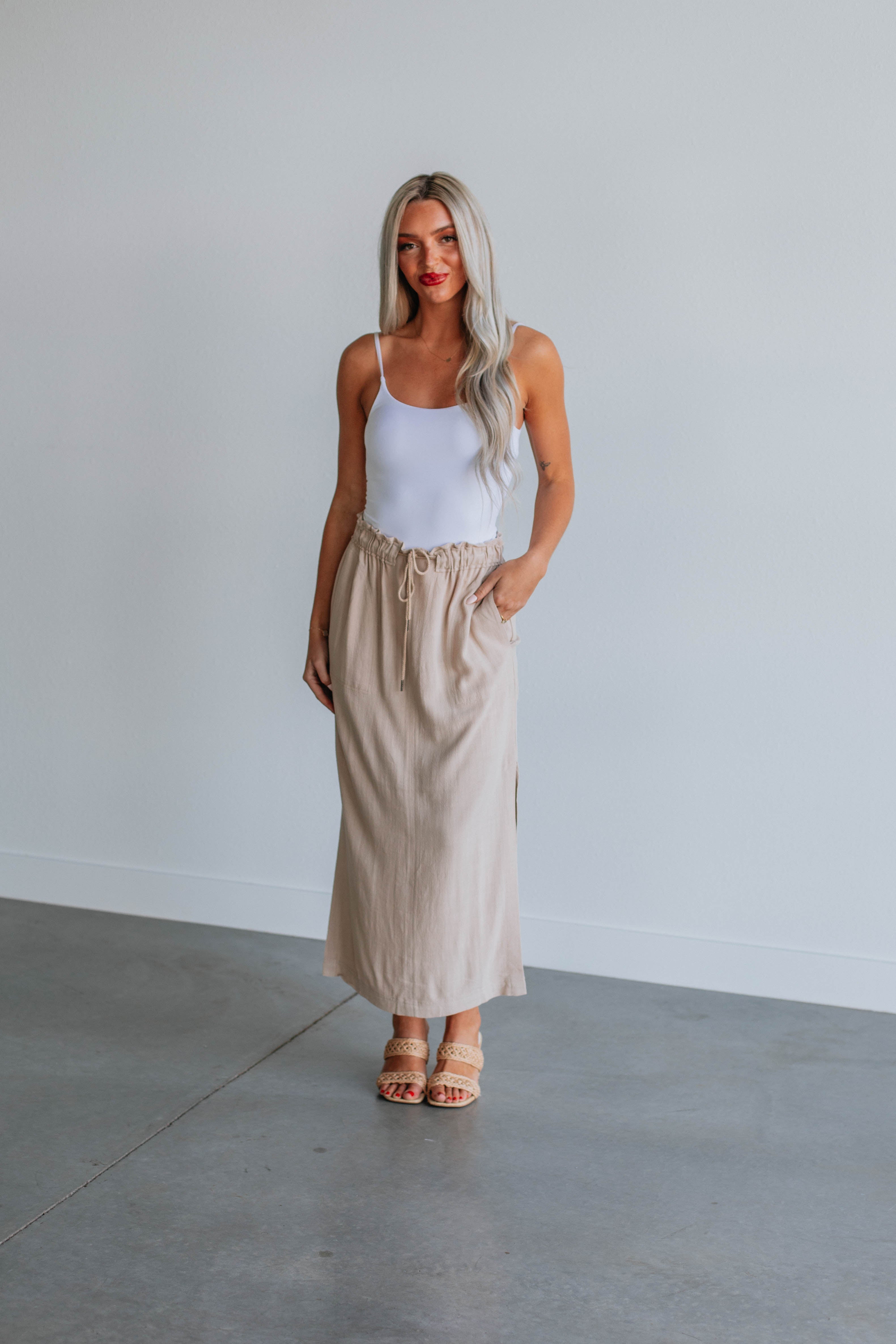 Emeline Midi Skirt for Women - Flowy A-Line Summer Skirt with Pockets - Perfect for Beach, Vacation & Casual Outings
