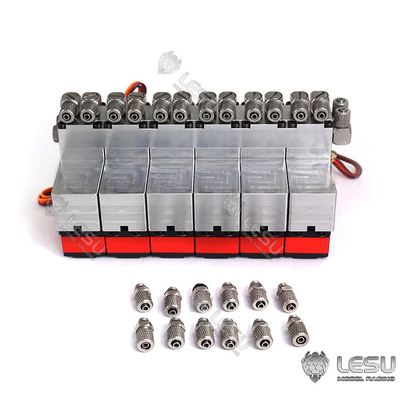 1/14 LESU Metal Reversing Valve - 1/2/3/4/5/6 Channel Directional Control Valve Servo for RC Hydraulic Dump Truck, Loader, Excavator - Perfect for DIY RC Construction Vehicle Models and Hydraulic System Upgrades