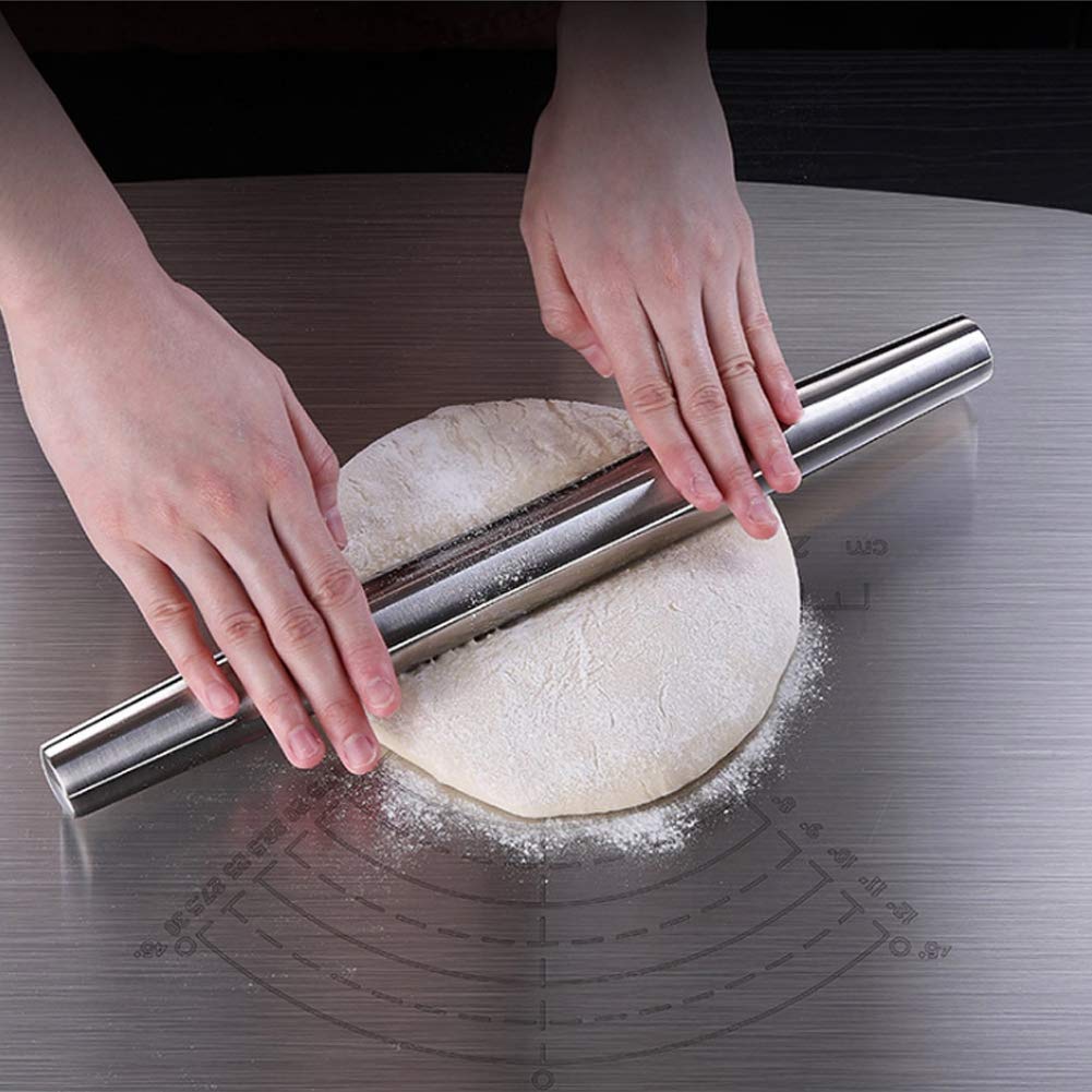 Premium Stainless Steel Rolling Pin - Non-Stick Durable Pizza Dough Roller for Baking Pies, Cookies, Pasta & Pastry | Ideal for Home Kitchen, Professional Bakeries & Cooking Enthusiasts