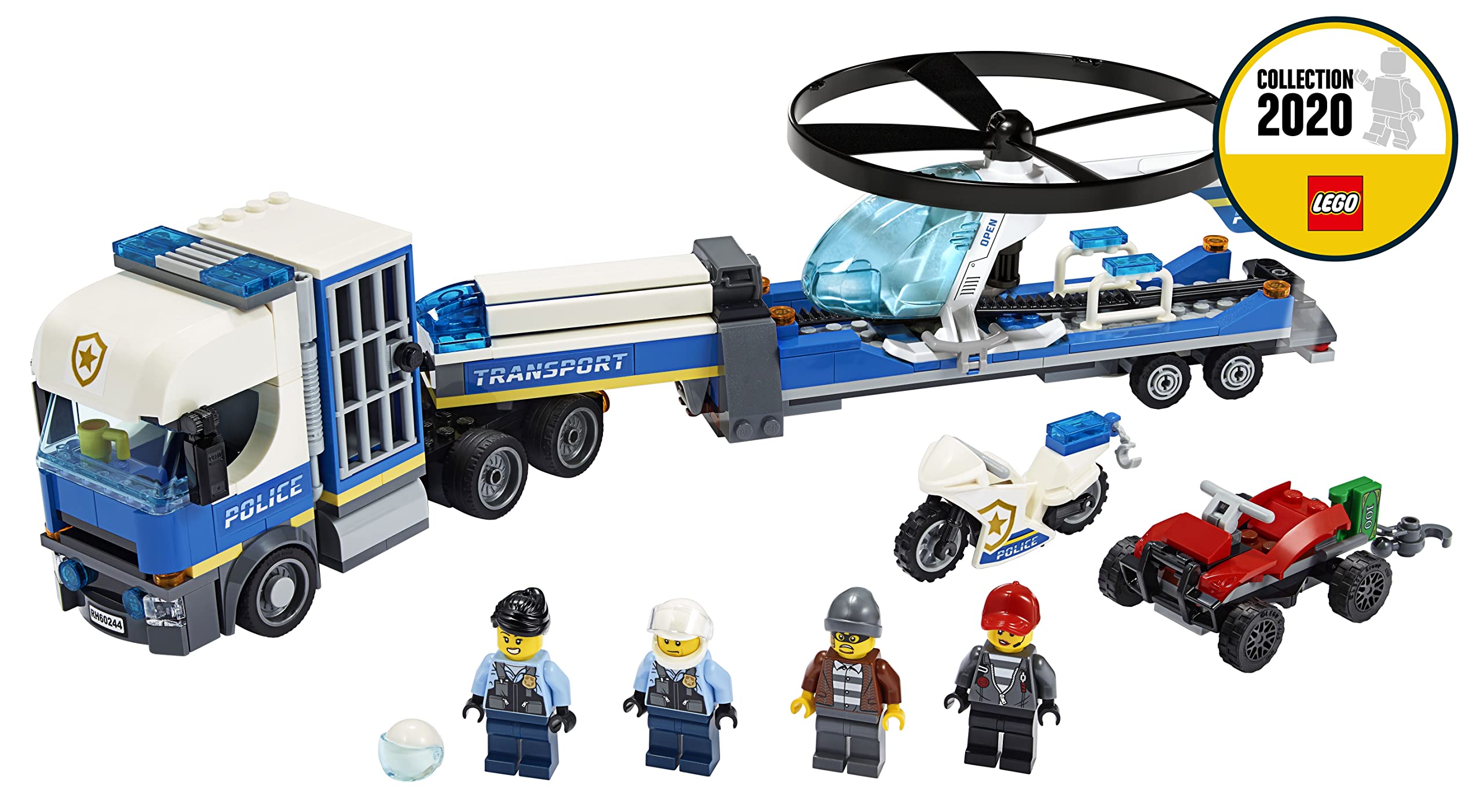LEGO City Police Helicopter Transport 60244 Building Toy Set for Kids, Police Chase Playset with Minifigures & Accessories – Perfect for Creative Play & Gift Giving