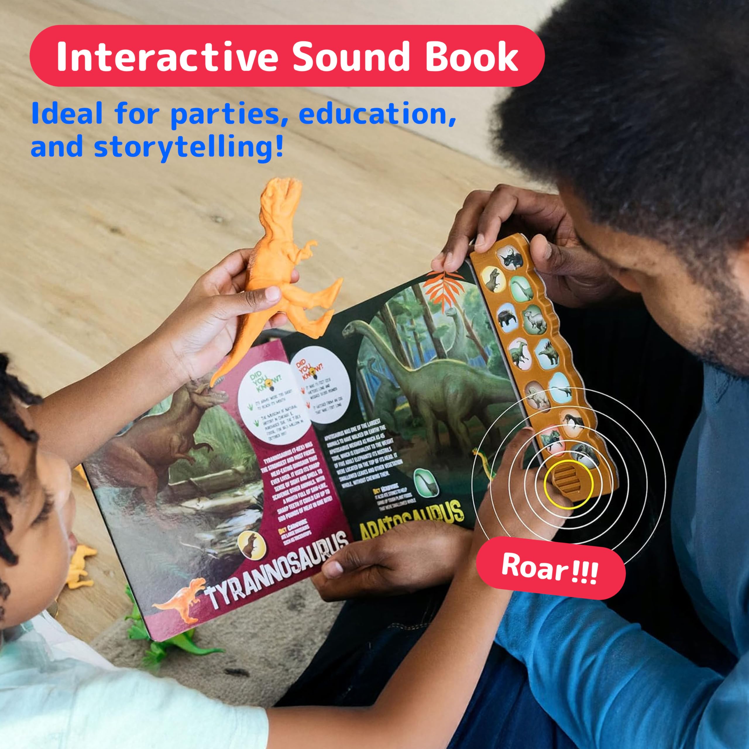 PREXTEX Realistic Dinosaur Toys for Kids Ages 3-5 - 12 Pack Dinosaur Figures with Sound Book - Educational Dino Playset for Boys & Girls - Perfect for Birthday Gifts, Classroom Learning & Pretend Play