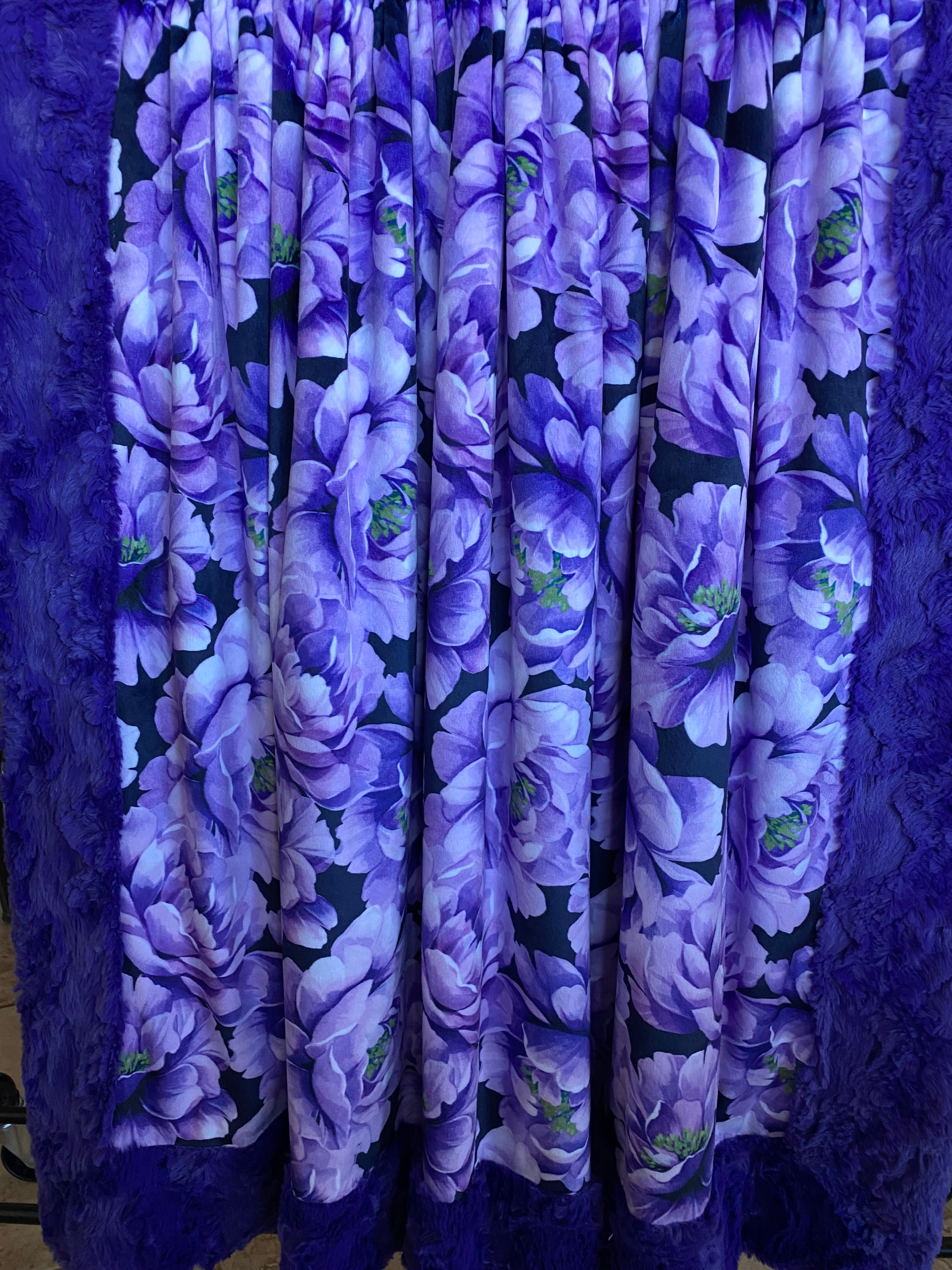 Petal Floral Viola Glacier Large Minky Blanket 53x66 - Ultra Soft Cozy Throw Blanket for Bed, Sofa & Nursery Decor