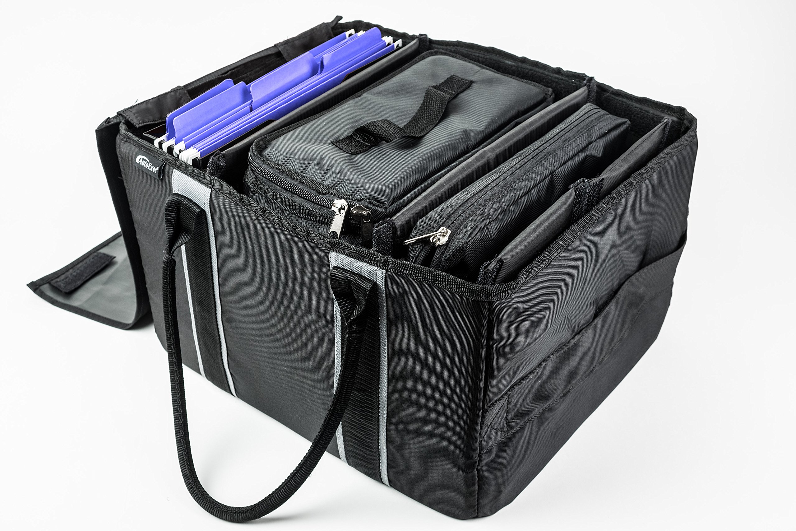AutoExec AUE14009 Black File Tote Organizer with Insulated Cooler Bag & Tablet Case - Perfect for Office, Travel, and Business Professionals