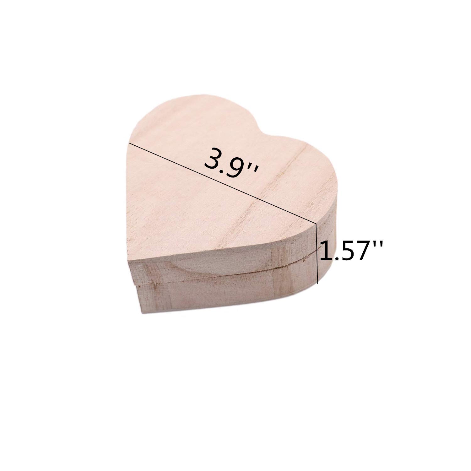 2PCS Unfinished Heart Shaped Wooden DIY Storage Boxes - Unpainted Craft Organizer for Jewelry, Gifts & Artist Supplies | Perfect for Home Decor, Wedding Favors & Craft Projects
