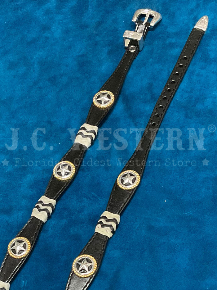 Fashionwest LC 26 2 BLK Stars Leather Hatband for Cowboy Hats - Black Western Style Hat Band for Men & Women - Perfect for Rodeo, Country Music Festivals and Western Fashion