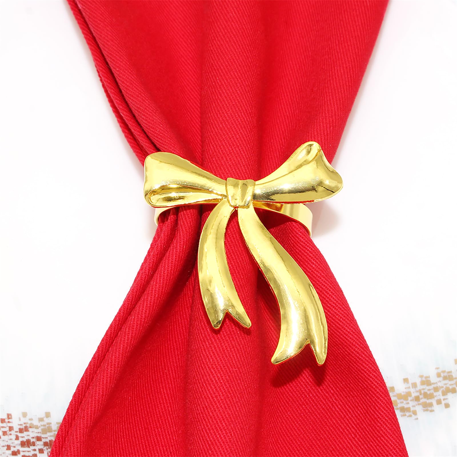 6-Pack Gold Napkin Rings Set - Elegant Bowknot Napkin Holders for Christmas Dinner, Wedding Banquet, Holiday Party & Family Gathering Table Decor - Perfect for Formal Dining, Restaurant Settings & Special Occasions (Gold)
