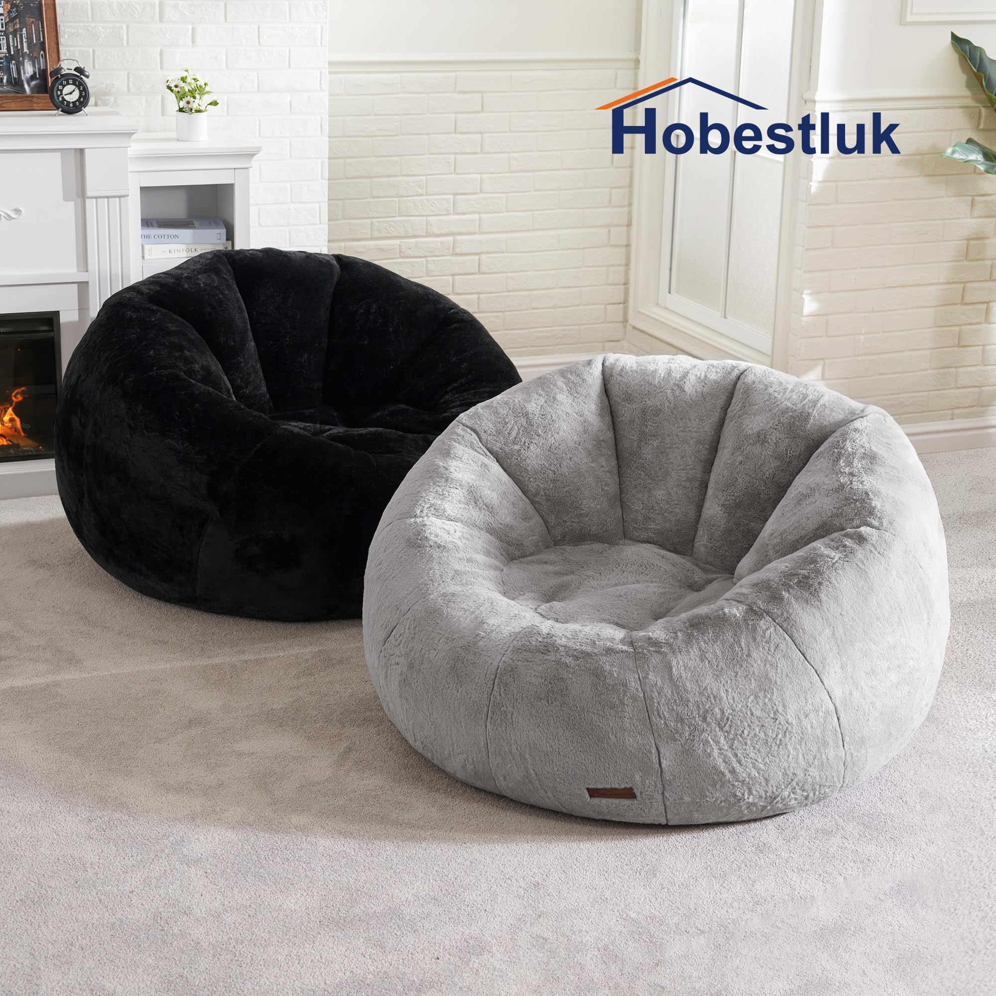 Hobestluk Large Bean Bag Chair for Adults - Oversized Comfy Bean Bag Sofa Chair with Spacious Design, Perfect for Reading, Gaming, Lounging & Relaxing in Living Room, Bedroom or Dorm (Grey)