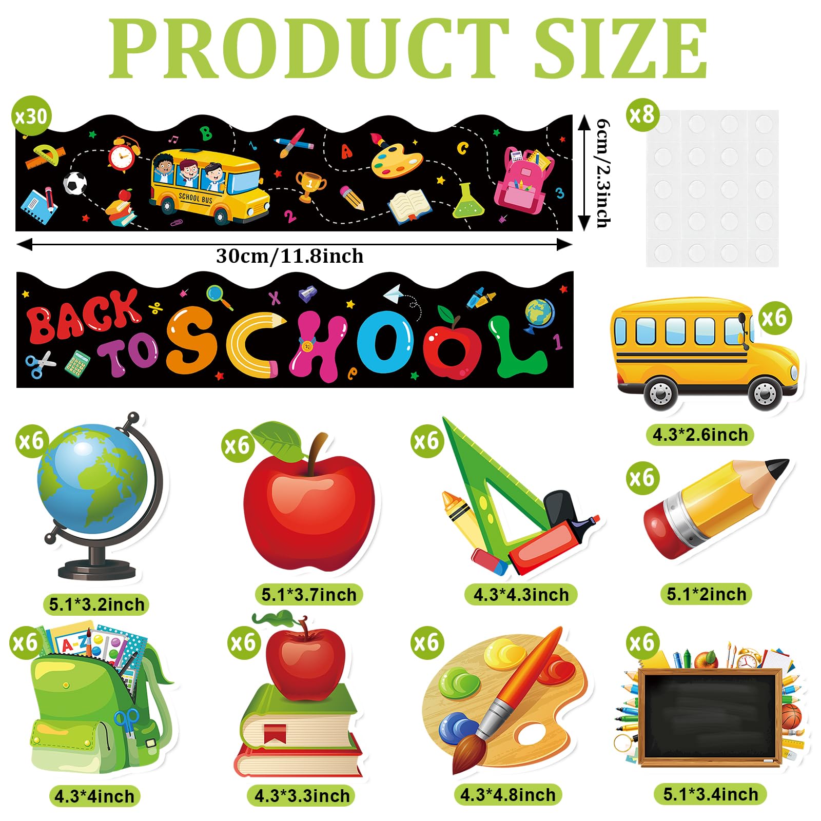 84-Piece Back to School Bulletin Board Decor Set - First Day of School Cutouts & Borders - Classroom Party Supplies for Teachers & Students - Perfect for School Open House, Classroom Decorations & Welcome Back Events