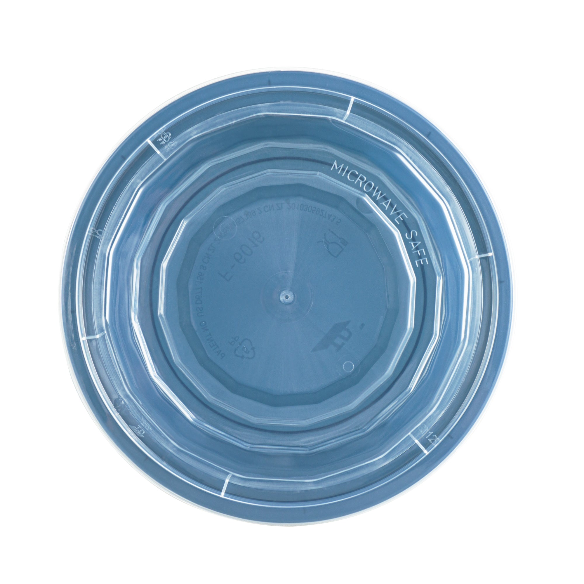 16 oz Midnight Blue Round Plastic Takeout Containers with Clear Lids - Microwave Safe (6.25