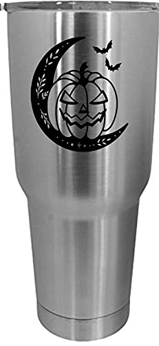 Happy Halloween Pumpkin Moon 2 Design 30oz Stainless Steel Tumbler - Double Wall Insulated Cup for Coffee, Tea & Cold Drinks | Perfect for Halloween Parties, Office Use & Gifts