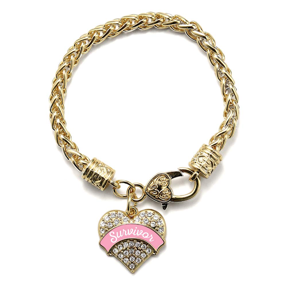 Inspired Silver - 14K Gold Plated Heart Charm Bracelet with Cubic Zirconia, Dainty Adjustable Chain for Women | Perfect for Valentine's Day Gifts, Anniversary, Birthday & Everyday Elegance