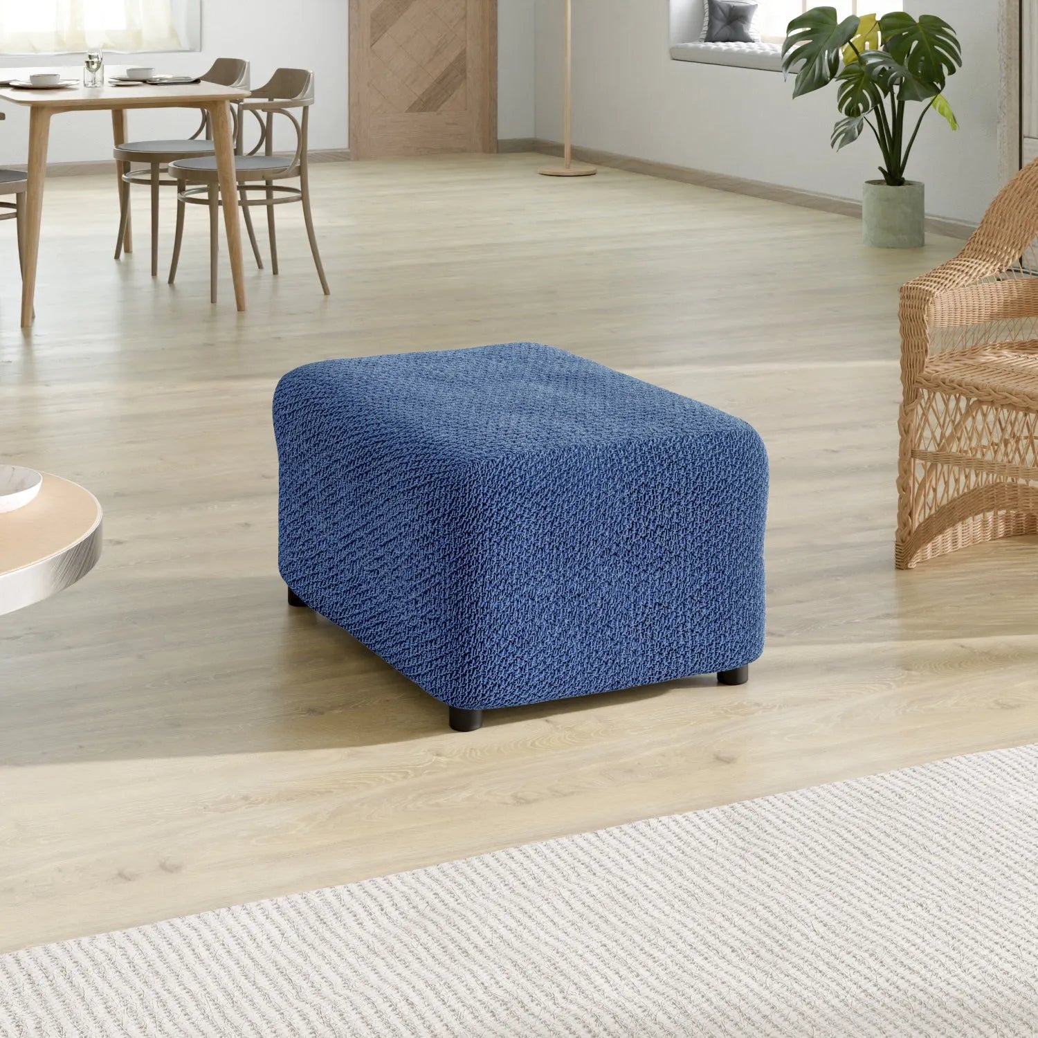 Velvet Ottoman Slipcover Medium Size - Soft & Durable Furniture Cover for Living Room, Bedroom, or Office Decor