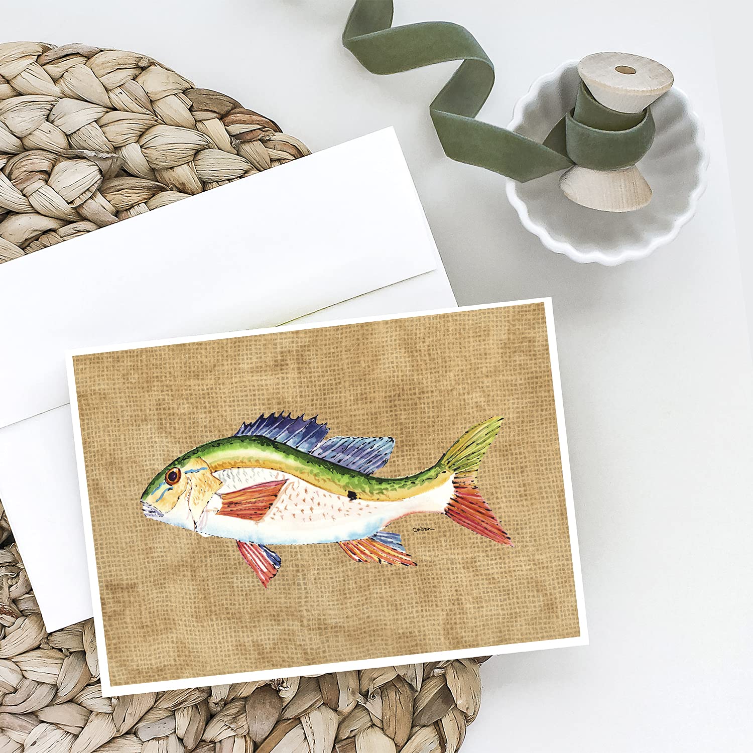 Caroline's Treasures 8816GCA7P Rainbow Trout Greeting Cards - Pack of 8 Blank A7 Note Cards (5x7 Inches) with Envelopes | Whimsical Fish Design for Birthday, Thank You & Holiday Greetings | Perfect for Fishermen, Outdoor Enthusiasts & Nature Lovers