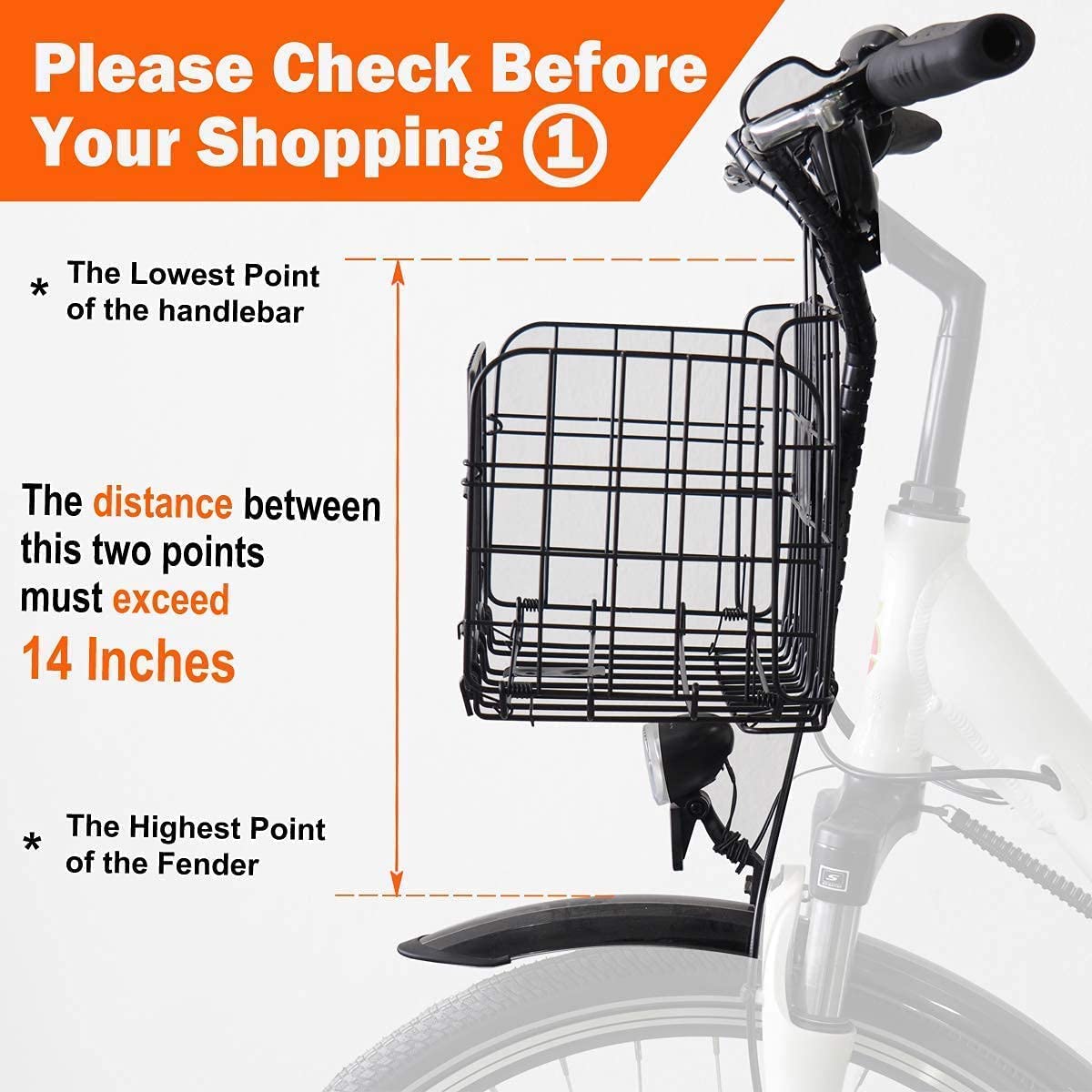 ONWAY Detachable Front Handlebar Bike Basket - Foldable Bicycle Cargo Carrier with Removable Tote Liner Bag (Brown/Black) - Perfect for Commuting, Grocery Shopping & Outdoor Adventures