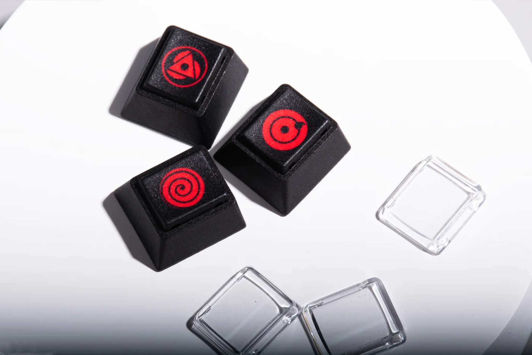 Naruto Sharingan 18-Piece Custom Keycap Set - Heat Sublimated Transparent Keycaps for Mechanical Keyboards | Perfect for Gaming, Typing & Anime Fans