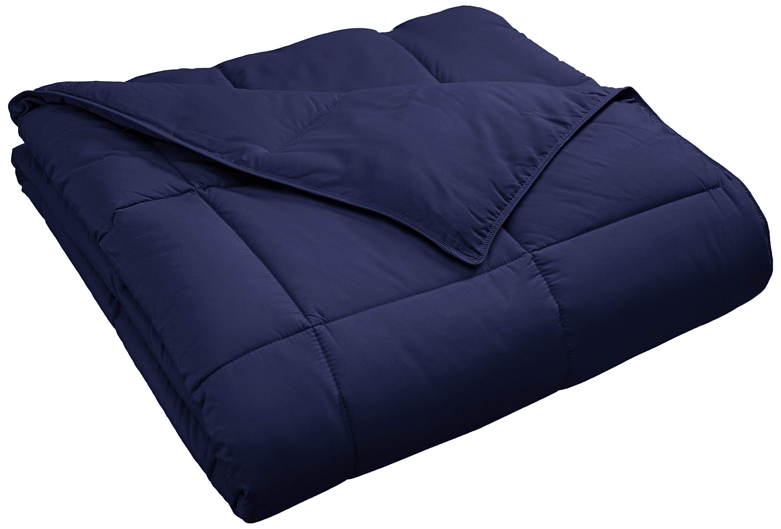 All-Season 100% Cotton 500 GSM Comforter - Ultra Soft & Warm Winter Duvet Insert with Corner Tabs, Wavy Box Stitching (Navy Blue, Queen/Full Size) - Perfect for Cozy Bedrooms, Guest Rooms & Cold Weather Comfort