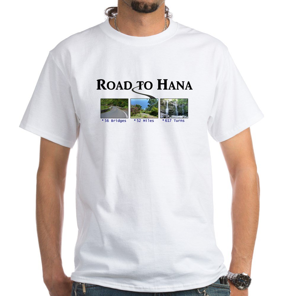 Road to Hana White Cotton T-Shirt for Men & Women - Soft Breathable Tee for Hawaii Travel, Road Trips & Casual Wear