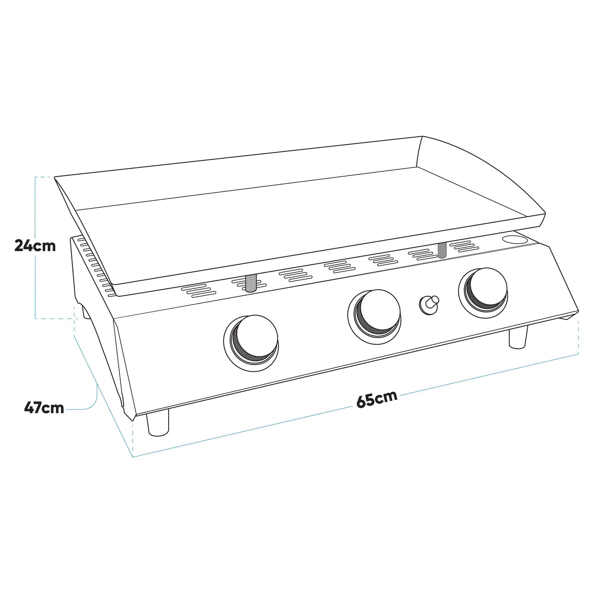 3 Burner Portable Gas Griddle 7.5kW BBQ Grill with Stainless Steel Surface - Perfect for Outdoor Cooking, Camping, and Backyard Parties | DG22