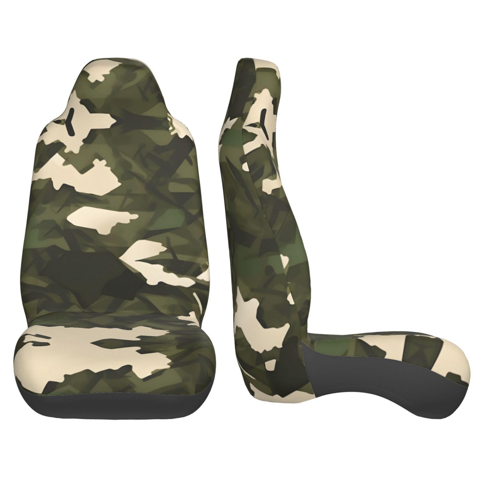 Army Camouflage Universal Car Seat Covers - Durable Front Seat Protectors for Cars, SUVs, Sedans & Trucks - Breathable Auto Interior Accessories for Outdoor Adventures & Military Style Enthusiasts