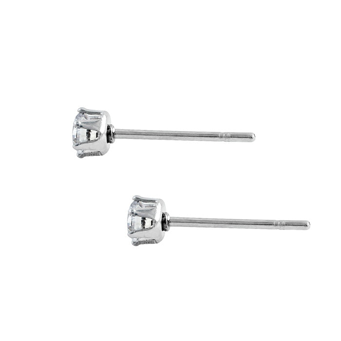 4mm Round CZ Stud Earrings in Stainless Steel - Hypoallergenic Jewelry for Everyday Wear & Special Occasions