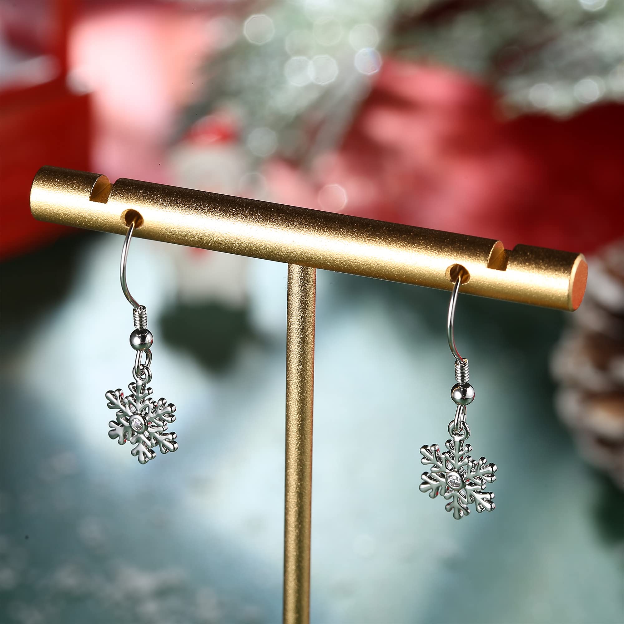 YADOCA 925 Sterling Silver Christmas Earrings for Women & Girls - High Polished Dangle Drop Snowflake & Tree Holiday Jewelry - Perfect for Christmas Parties, Gifts & Festive Occasions