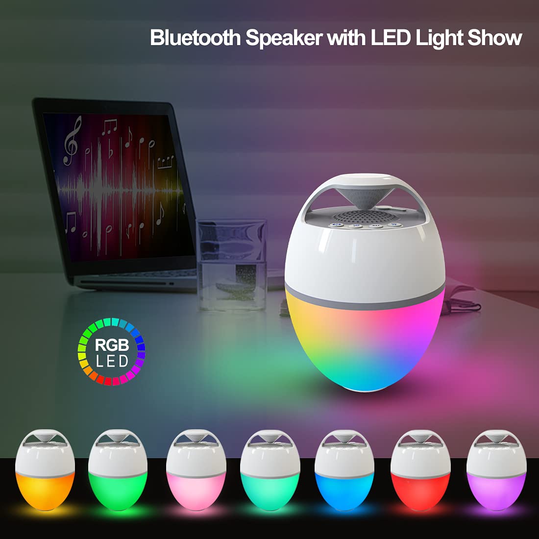 Blufree Floating Pool Speaker with LED Lights - IP68 Waterproof Bluetooth Speaker for Hot Tub, Outdoor Swimming, Beach, Pool Party | Portable, Loud Volume, Rich Bass, Built-in Mic, 82ft Wireless Range - Perfect for Summer BBQs, Backyard Gatherings & Water Activities