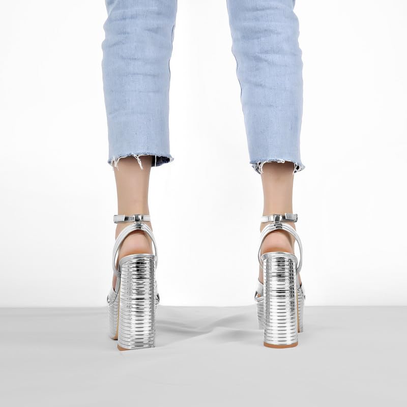 Women's Chunky High Heel Sandals with Ankle Strap - Platform Heels for Comfort & Style - Perfect for Parties, Date Nights & Office Wear