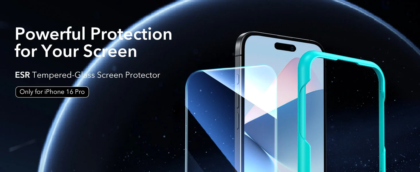 ESR iPhone 16 Pro Max Screen Protector - 9H Hardness HD Clear Tempered Glass for Ultimate Protection - Perfect for Everyday Use, Gaming & Outdoor Activities