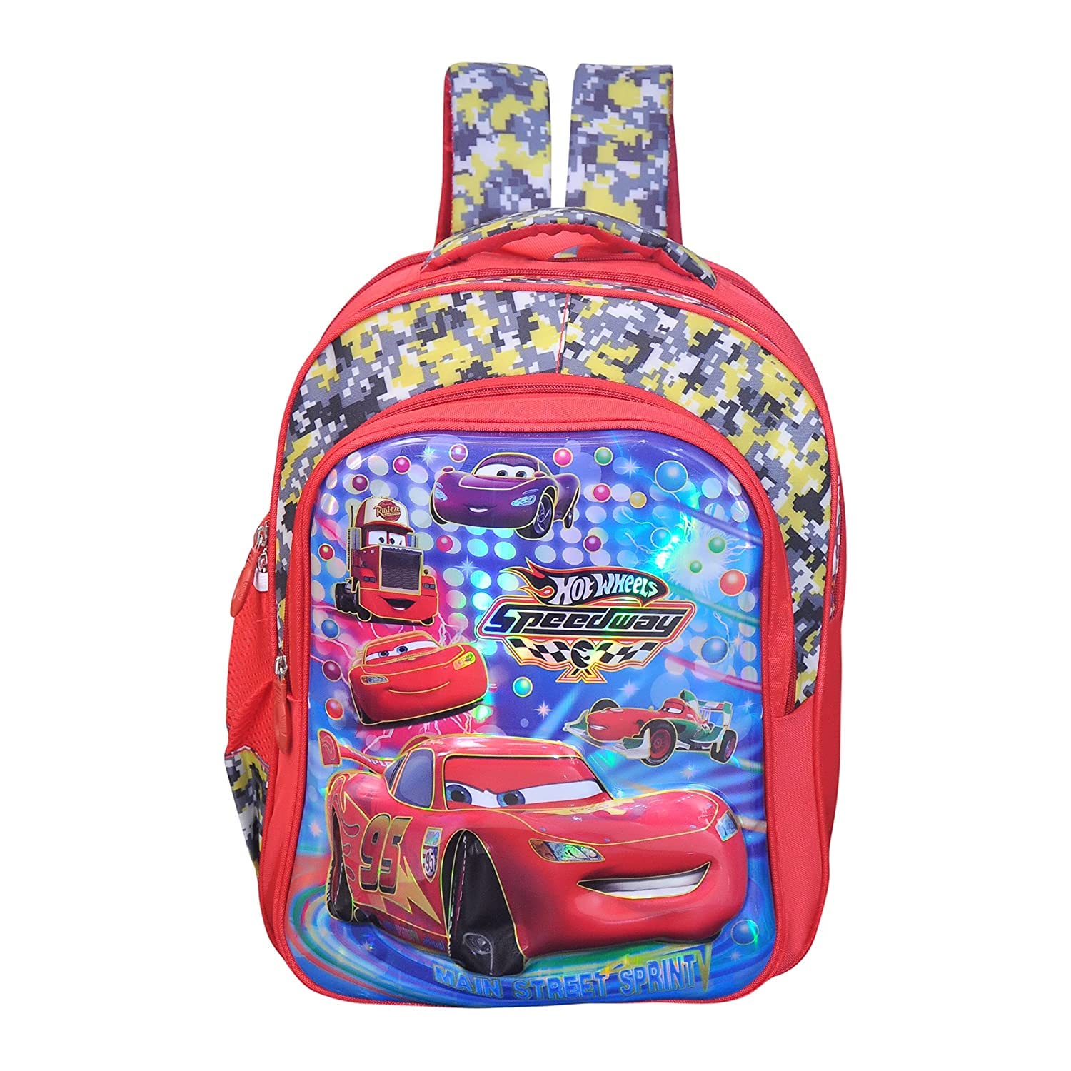 Happile Kids Backpack for School - Red & Multicolor Small Backpack for Ages 4-7 Years | Perfect for Preschool, Play School & Daycare Use
