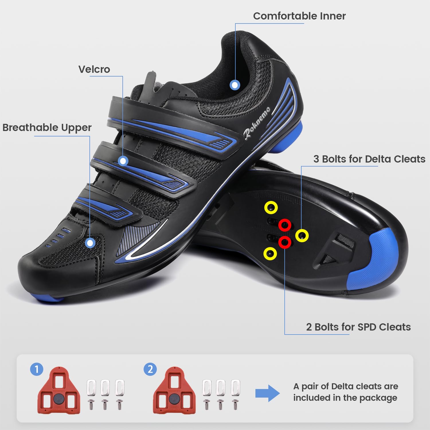 Men's & Women's Cycling Shoes for Peloton Bike - SPD 2 Bolt & 3 Bolt Look Delta Cleats Compatible - Unisex Indoor/Outdoor Road Bike Shoes for Spinning, Gym & Commuting
