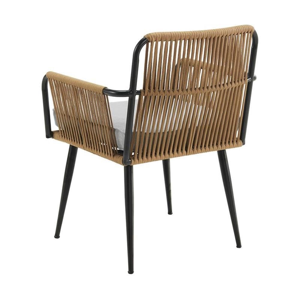 Alburgh All-Weather Outdoor Rope Armchairs with Light Gray Cushion - Modern Patio Furniture Set of 2 - Weatherproof & Durable for Indoor/Outdoor Use - Perfect for Backyard, Deck, Garden & Poolside Relaxation