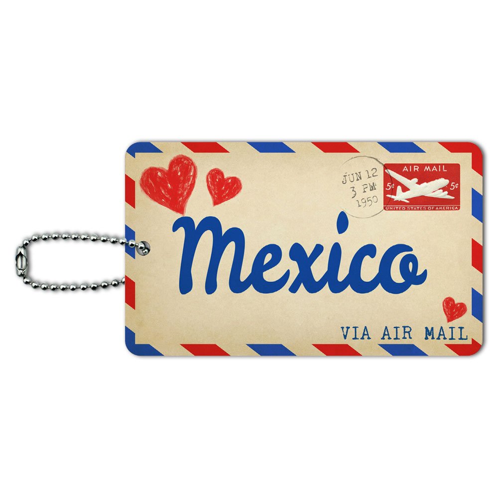 Vintage Air Mail Postcard Style Luggage ID Tag - Waterproof Suitcase Tag for Travel, Carry-On Bags & Backpacks - Perfect for Mexico Trips, Honeymoons & Souvenirs