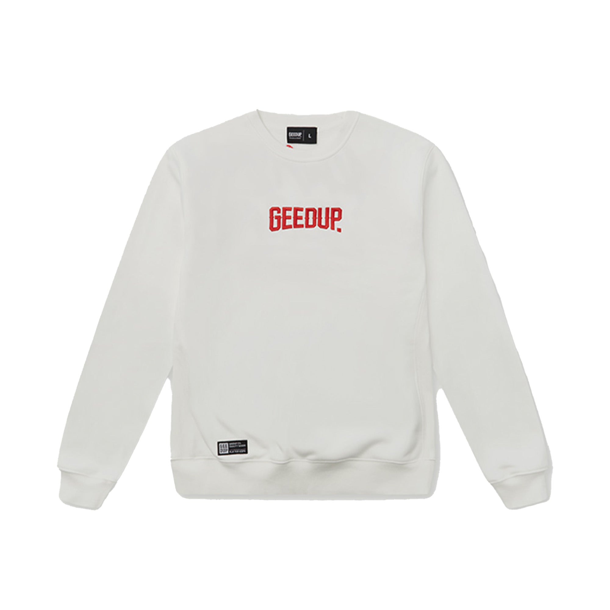 Geedup Always Neighbourhood Crewneck Sweatshirt - White & Red Colorblock Streetwear (2024) | Casual Urban Outfit for Men & Women | Perfect for Street Style, College Wear and Everyday Comfort